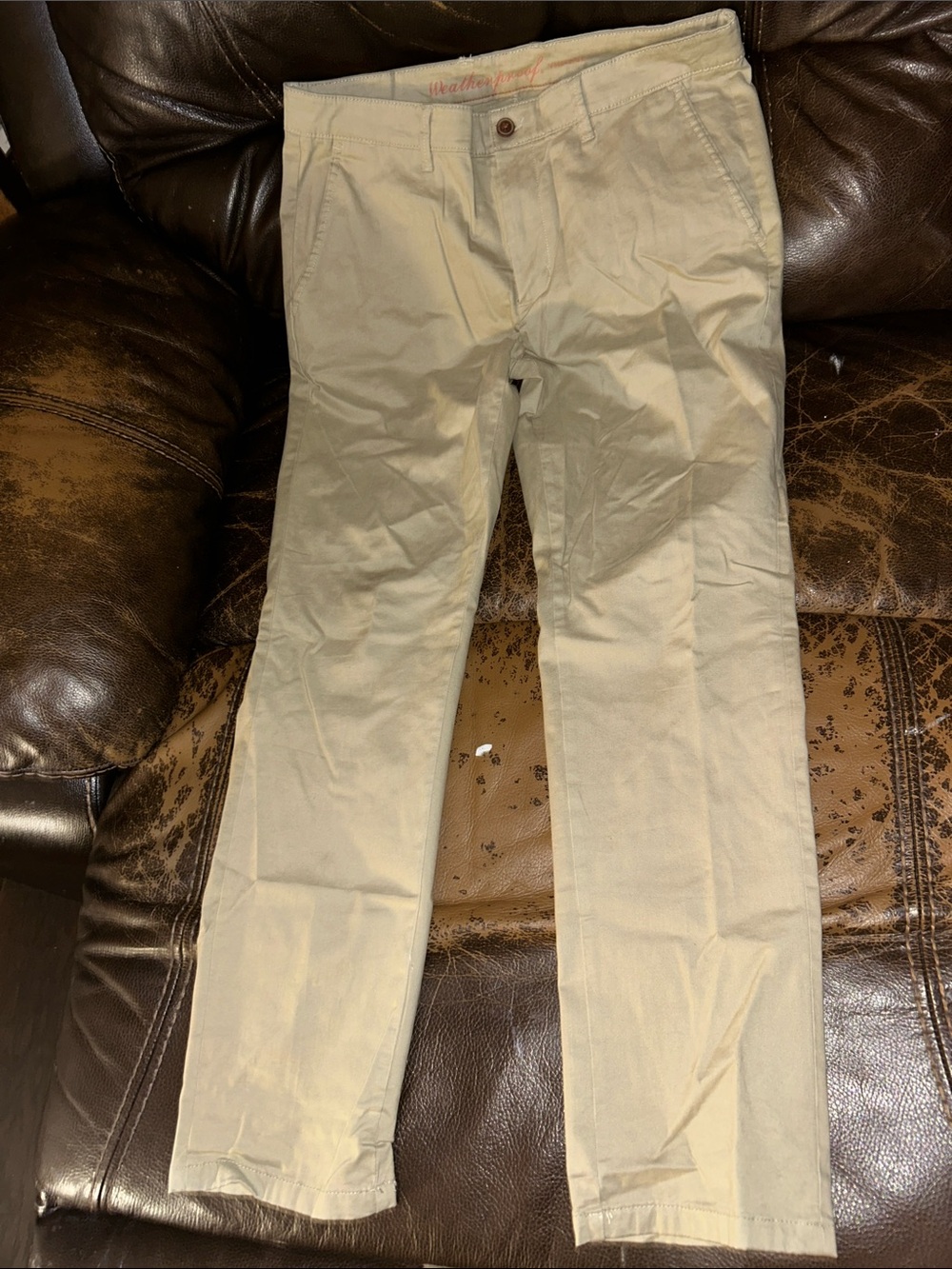 Weatherproof Khaki Straight-Leg Chinos - Light Tan